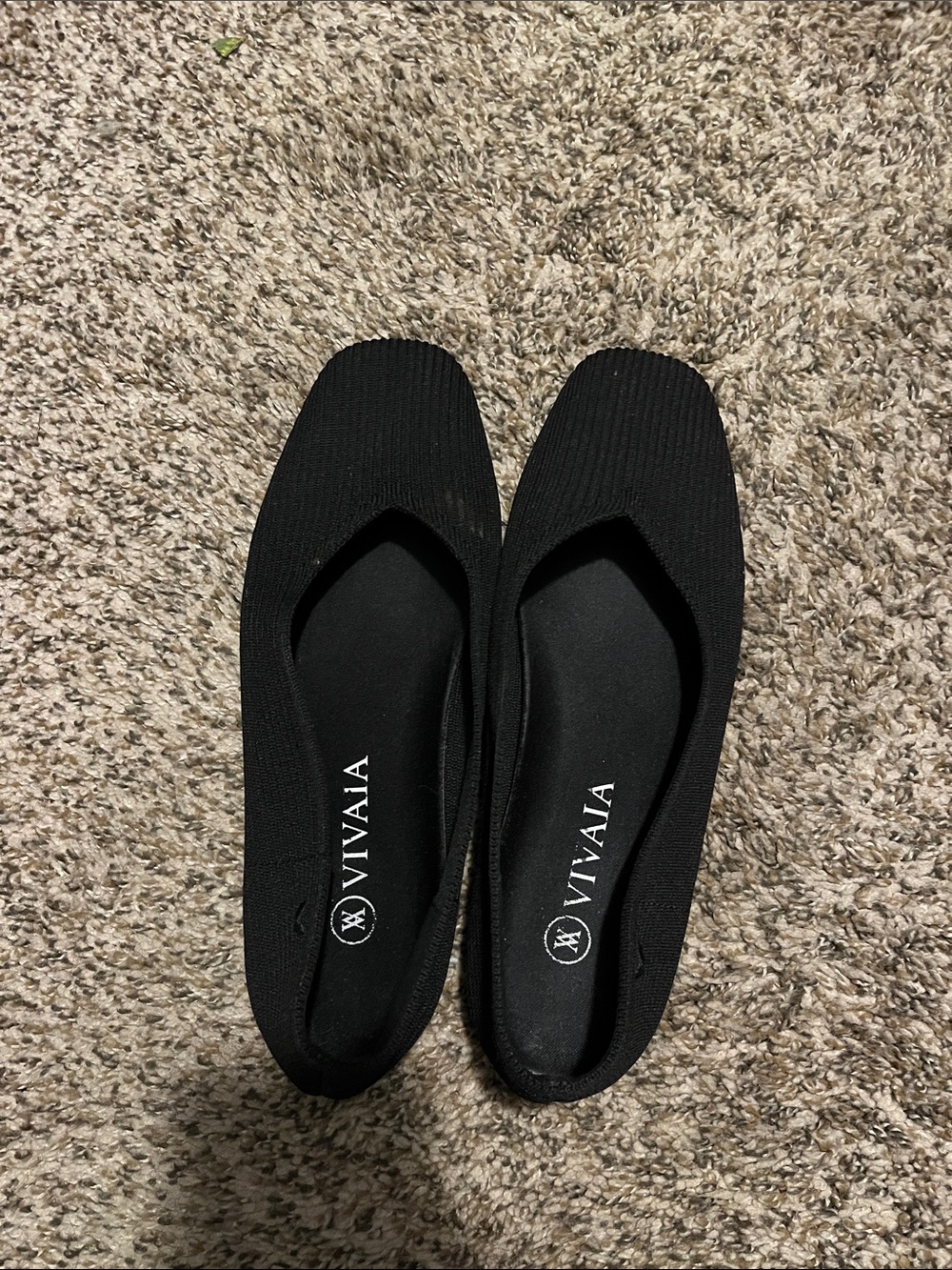 VIVAIA Black Knit Ballet Flats - Comfortable Slip-On Loafers